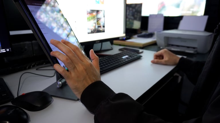 Security team reviewing surveillance and monitoring operations
