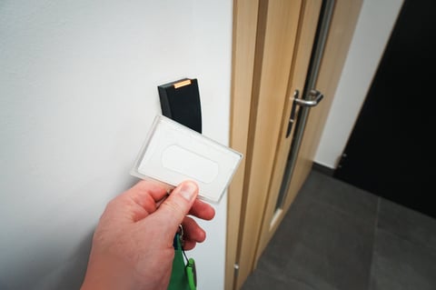 Keycard access reader at office entrance